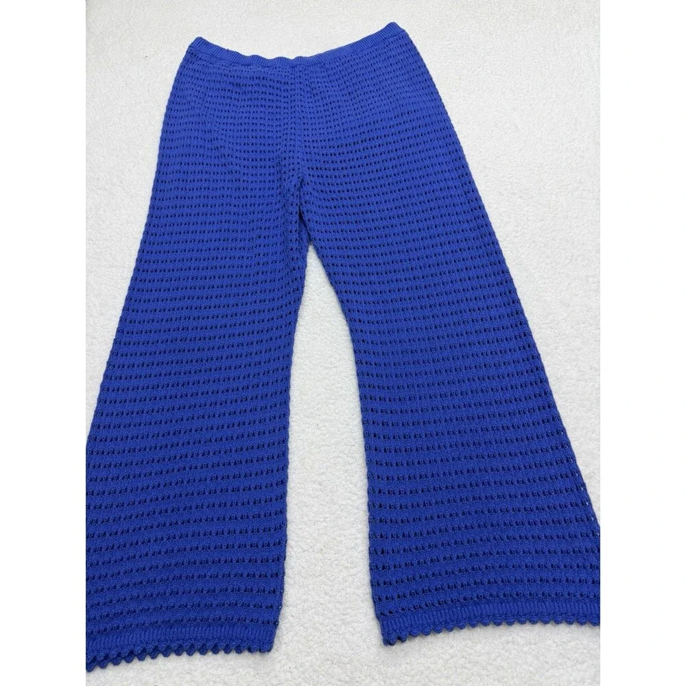 Gap Ankle Pants Blue Cotton Crochet Vacay Beach Boho Minimalist Size XL NWT
